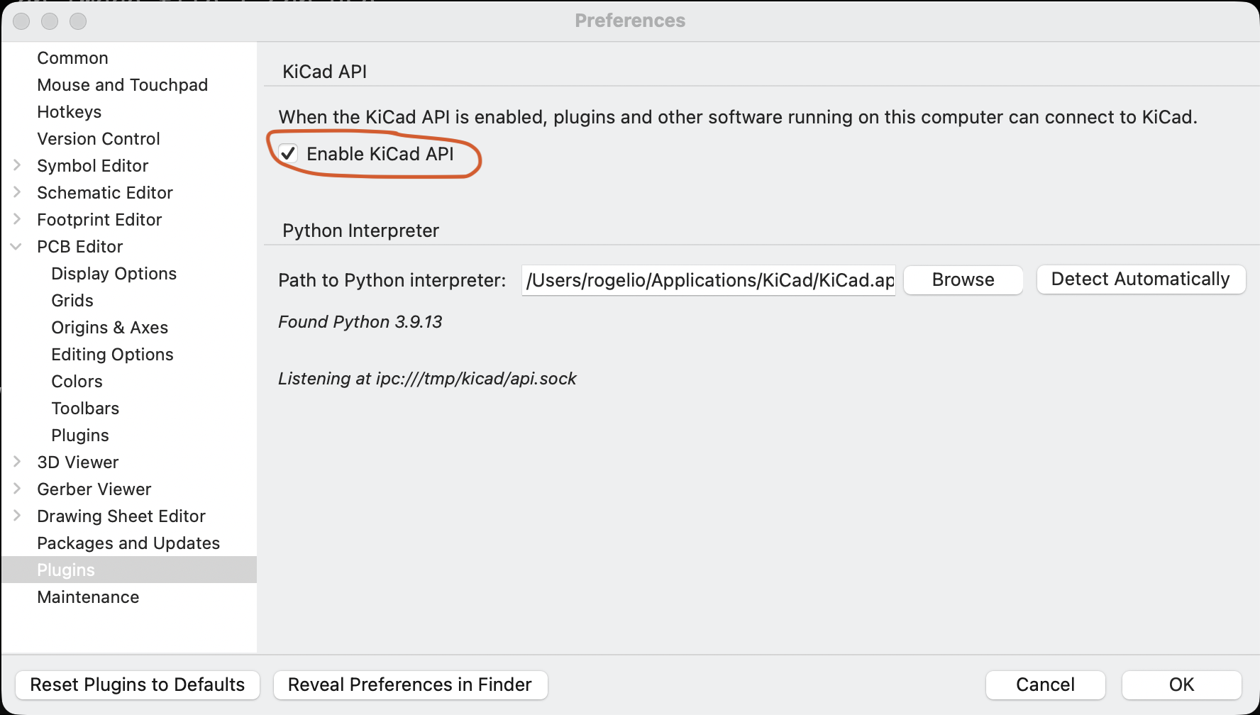 KiCad Plugin Preferences