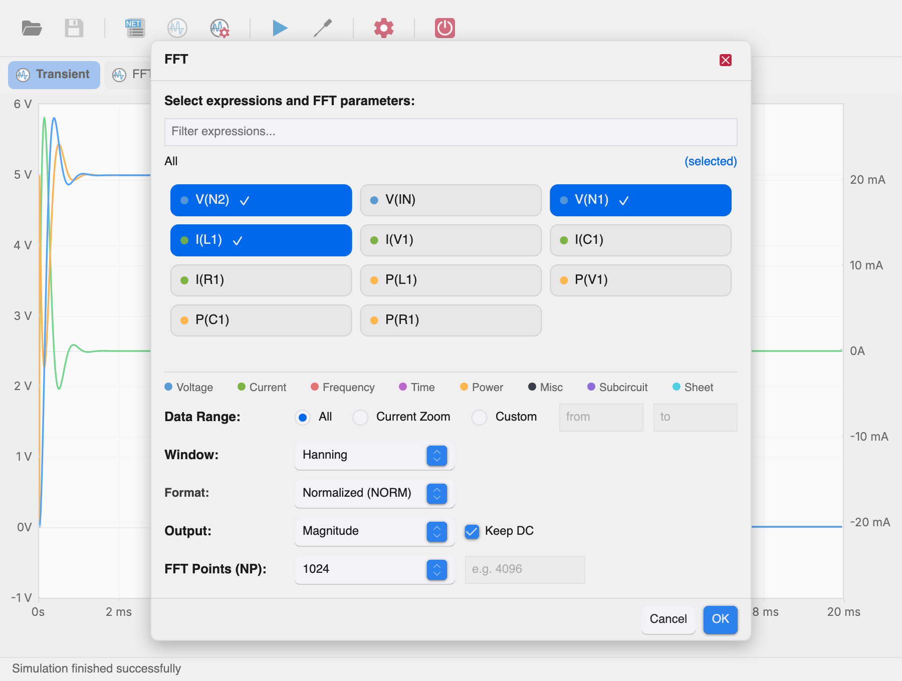 FFT dialog