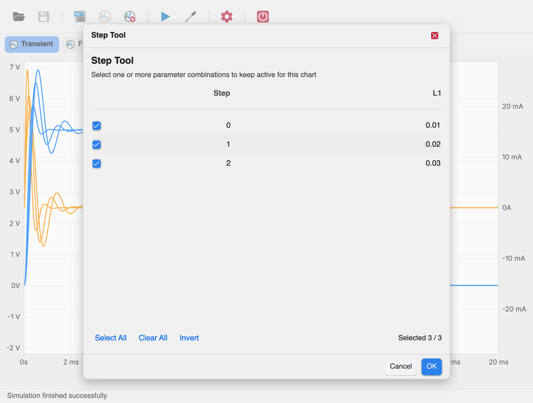 Step Tool dialog